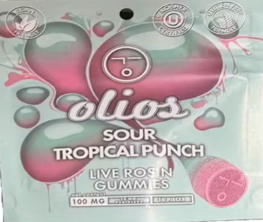 Olio | Sour Tropical Punch | Live Rosin Gummy 10PK | 100mg