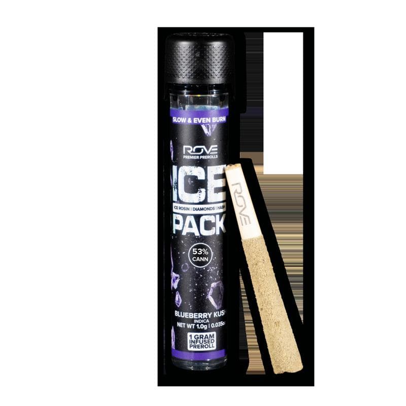 Rove | Ice Packs: Blueberry Kush | 1 Rosin, Diamond, Hash Infused Preroll  | 1.0g